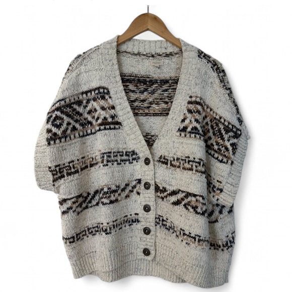 Pilcro Sweaters - Pilcro V-Neck Sweater in Cream and Brown